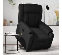 QJBSAVVA Poltrona Reclinabile Massaggio Alzapersona in Similpelle Nero con Sollevamento Elettrico e 6 Punti Vibrazione, per Anziani e Relax in Camera o Soggiorno