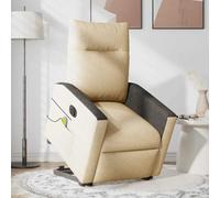 QJBSAVVA Poltrona relax beige con supporto per alzarsi e sdraiarsi elettrico, massaggio vibrante a 135°, 69 x 86 x 100 cm, rivestimento in tessuto, per soggiorno, camera da letto, ufficio
