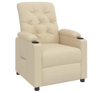 QJBSAVVA Poltrona relax con funzione reclinabile, poltrona TV regolabile manualmente, poltrona imbottita in tessuto color crema, comoda poltrona singola per soggiorno, poltrona sdraio con poggiapiedi