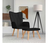 QJBSAVVA Poltrona Relax con Poggiapiedi in Tessuto Nero Moderna per Interni Design Chic Elegante Comoda Imbottita Struttura Resistente per Soggiorno o Camera da Letto