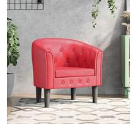 QJBSAVVA Poltroncina a Pozzetto in Similpelle Rossa con Decorazione a Bottoni, Poltrona Moderna Imbottita per Soggiorno, Camera da Letto, Ufficio e Relax, Dimensioni 70x56x68 cm