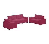 QJBSAVVA Poltroncina Camera da Letto Poltrona da Lettura Divani da Giardino Poltrone da Giardino - Set di Divani 3 pz con Cuscini Rosso Vino in Velluto per Campeggio Interno Giardino Camera Da Letto