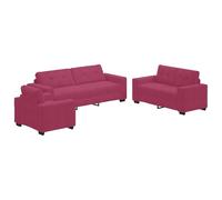 QJBSAVVA Poltroncina Camera da Letto Poltrona da Lettura Divani da Giardino Poltrone da Giardino - Set Divano 3 Pezzi con Cuscini Velluto Rosso Vino per Campeggio Giardino Esterno Salotto