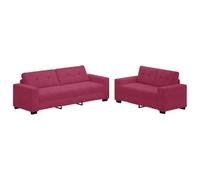 QJBSAVVA Poltroncina Camera da Letto Poltrona da Lettura Divani da Giardino Poltrone da Giardino - Set Divano a 2 Pezzi con Cuscini in Velluto Rosso Vino per Campeggio Salotto Giardino Esterno