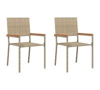QJBSAVVA Poltroncina da Esterno Poltrone da Esterno Sedia da Giardino Sedie Moderne Sala da Pranzo - Sedia da Giardino Impilabile con Cuscini 2 pz Beige in Poli Rattan per Sala Da Pranzo Esterno