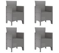 QJBSAVVA Poltroncina da Esterno Sedie da Esterno Poltrone da Esterno Poltrone da Giardino Esterno - Set di Sedie da Giardino 4 pcs Grigio Chiaro in Polirattan per Soggiorno Esterno Cucina Terrazzo