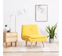 QJBSAVVA Poltroncina Gialla in Tessuto Poliestere con Gambe in Legno di Hevea, Poltrona Bassa per Camera o Soggiorno, Seduta Imbottita Comoda per Relax e Lettura, Dimensioni 73x66x77 cm