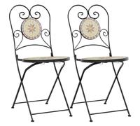 QJBSAVVA Poltroncine da Giardino Poltrona da Giardino Esterno Sedia da Giardino Sedie Giardino - Sedie da Bistrò Pieghevoli 2 pz Terracotta e Bianco in Ceramica per Balcone Cucina Sala Da Pranzo