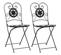 QJBSAVVA Poltroncine da Giardino Poltrona da Giardino Esterno Sedia da Giardino Sedie Giardino - Sedie da Bistrò Pieghevoli 2 pz Nero e Bianco in Ceramica per Balcone Cucina Sala Da Pranzo Terrazzo