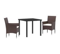 QJBSAVVA Poltrone Giardino Sedie da Cucina Moderne Sala da Pranzo Sedie - Set da Giardino 3 Pezzi Marrone Rattan Sintetico per Terrazzo Soggiorno Esterno Cucina