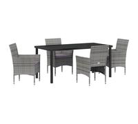 QJBSAVVA Poltrone Giardino Sedie da Cucina Moderne Sala da Pranzo Sedie - Set da Pranzo da Giardino 5 pezzi Grigio Rattan PE per Terrazzo Soggiorno Esterno Cucina