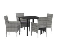 QJBSAVVA Poltrone Giardino Sedie da Cucina Moderne Sala da Pranzo Sedie - Set da Pranzo da Giardino 5 Pezzi Grigio Rattan PE per Terrazzo Soggiorno Esterno Cucina