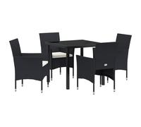 QJBSAVVA Poltrone Giardino Sedie da Cucina Moderne Sala da Pranzo Sedie - Set da Pranzo da Giardino 5 Pezzi Nero Polyrattan per Terrazzo Soggiorno Esterno Cucina