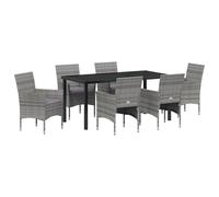 QJBSAVVA Poltrone Giardino Sedie da Cucina Moderne Sala da Pranzo Sedie - Set da Pranzo da Giardino 7 Pezzi Grigio Rattan Sintetico per Terrazzo Soggiorno Esterno Cucina