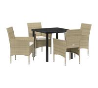 QJBSAVVA Poltrone Giardino Sedie da Cucina Moderne Sala da Pranzo Sedie - Set da pranzo per giardino da 5 pezzi Beige Rattan Sintetico per Terrazzo Soggiorno Esterno Cucina
