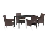 QJBSAVVA Poltrone Giardino Sedie da Cucina Moderne Sala da Pranzo Sedie - Set di Mobili da Giardino 5 Pezzi Marrone Polyrattan per Terrazzo Soggiorno Esterno Cucina