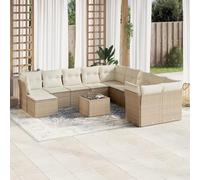 QJBSAVVA Sala da giardino beige, 62 x 62 x 69 cm, in polyrattan, resistente alle intemperie e modulare, con tavolo e sgabello, per balcone, terrazza, giardino, come accogliente salotto per esterni