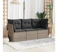 QJBSAVVA Sala da giardino in polyrattan, 179 x 62 x 69 cm, grigio con cuscino rimovibile, set di mobili da balcone modulare per piccoli balconi, terrazze e verande d'inverno