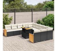 QJBSAVVA Sala da giardino in polyrattan nero, 100 x 55 x 44/73 cm, regolabile, per giardino, terrazza e piccolo balcone