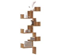 QJBSAVVA Scaffale Angolare da Parete in Legno Multistrato Rovere Artigianale 45x45x147 cm Design Pratico Salvaspazio per Salotto Camera da Letto Bagno