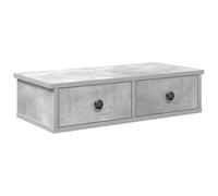 QJBSAVVA Scaffale da parete con cassetti, grigio cemento, 60 x 28 x 15 cm, materiale in legno, moderna libreria sospesa, salvaspazio, come comodino o piccolo scaffale per soggiorno, camera da letto