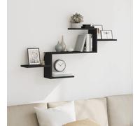 QJBSAVVA Scaffale da Parete Mensola Muro Nero Truciolato 104x15x49 cm Ampio Portaoggetti Salvaspazio per Bagno Cucina Soggiorno Libreria Decorazione Parete