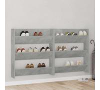 QJBSAVVA Scarpiera a Muro con 3 Ripiani Ribaltabili in Legno Multistrato Grigio Cemento 80x18x90cm Organizzatore Scarpe Salvaspazio Design Moderno per Ingresso