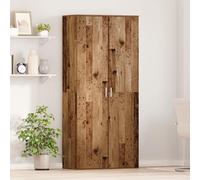 QJBSAVVA Scarpiera Alta in Legno Massello di Rovere Vecchio, Portascarpe Salvaspazio 80x39x178 cm con 2 Ante e 3 Ripiani, Mobile da Ingresso o Camera da Letto Rustico