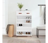 QJBSAVVA Scarpiera bianca, 60 x 35 x 105 cm, materiale in legno con spazio e gambe in ferro, design moderno e durevole, per corridoio, soggiorno, camera da letto