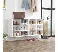 QJBSAVVA Scarpiera bianco, set da 2 pezzi, 52,5 x 30 x 50 cm, materiale in legno, 12 scomparti, da parete, salvaspazio, design moderno per corridoio, cucina, soggiorno, balcone