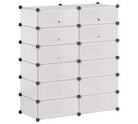 QJBSAVVA Scarpiera con 12 scomparti, scarpiera bianca, organizer per scarpe con ante, pieghevole, modulare in plastica, telaio in acciaio, 92 x 37 x 105 cm