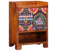 QJBSAVVA Scarpiera in Legno Massello di Acacia Armadio per Scarpe con 2 Porte Design Bohemian 55x35x75 cm Marrone per Ingresso e Camera da Letto