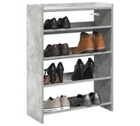 QJBSAVVA Scarpiera in Legno Multistrato Grigio Cemento 60x25x81 cm, Portascarpe Salvaspazio con Piano Superiore per Ingresso e Corridoio