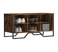 QJBSAVVA Scarpiera Portascarpe in Legno Multistrato Rovere Fumo 90x38x45,5 cm con Piano d'Appoggio, Gambe Metallo e Fissaggio a Parete - Organizzatore Scarpe Salvaspazio per Ingresso