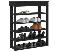 QJBSAVVA Scarpiera Portascarpe Salvaspazio per Ingresso Corridoio Nero in Legno Multistrato 80x30x98 cm con Piano Superiore Organizer