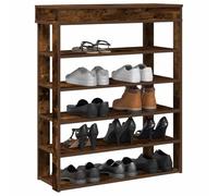 QJBSAVVA Scarpiera Salvaspazio per Ingresso in Legno Multistrato Rovere Fumo 80x30x98 cm con Scaffali Organizzatore Scarpe