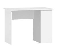 QJBSAVVA Scrivania bianca 100 x 55 x 75 cm, moderna scrivania per computer in legno con 2 ripiani, scrivania compatta da ufficio per casa, studio e camera degli studenti