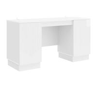 QJBSAVVA Scrivania bianca lucida, 142,5 x 50 x 75 cm, moderna scrivania per computer con vano portaoggetti, scrivania da ufficio flessibile in legno per casa, ufficio e soggiorno, scrivania angolare