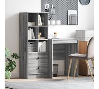 QJBSAVVA Scrivania con Archivio Grigio Sonoma in Legno Ingegnerizzato Rettangolare Compatta Resistente ai Graffi Design Moderno per Ufficio Domestico Camera e Soggiorno