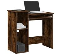 QJBSAVVA Scrivania con Mensole Rovere Fumo 84x40x78 cm Truciolato Multistrato, Tavolo da Lavoro Salvaspazio per Studio Ufficio Camera da Letto, Design Pratico e Decorativo
