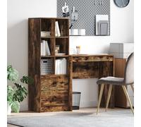 QJBSAVVA Scrivania con Spazio di Archiviazione Legno Ingegnerizzato Rovere Affumicato Mobile per Ufficio Domestico Compatta Multiuso