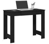 QJBSAVVA Scrivania da Ufficio Nera in Truciolato 100x45x75 cm con Piano Spazioso e Spazio Conservazione per Studio Camera da Letto Soggiorno