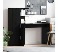QJBSAVVA Scrivania Moderna con Spazio di Archiviazione in Legno Ingegnerizzato Rovere Nero Design Elegante per Ufficio e Casa Montata a Parete Salvaspazio Rettangolare Nero