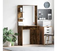 QJBSAVVA Scrivania per Computer in Rovere Affumicato con Design Salvaspazio per Ufficio Studio o Camera Adolescenti, Tavolo da Lavoro Moderno in Legno Ingegnerizzato Forma Rettangolare Colore Marrone