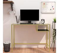 QJBSAVVA Scrivania per Computer Trasparente in Vetro Temperato e Ferro 100x36x74 cm Design Elegante Salvaspazio per Casa e Ufficio