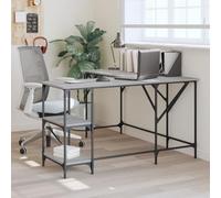 QJBSAVVA Scrivania Ufficio Angolare Grigio Sonoma 139x139x75 cm in Legno Multistrato con Ripiano, Design Salvaspazio per Angolo Studio