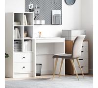 QJBSAVVA Scrivania Ufficio Bianca in Legno Ingegnerizzato 70x40x76cm con Cassetto Integrato, Design Moderno e Salvaspazio per Piccoli Spazi, Studio o Ufficio Casalingo