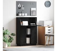QJBSAVVA Scrivania Ufficio Media in Rovere Nero Legno Ingegnerizzato Minimalista con Spazio di Stoccaggio per Home Office Studio e Lavoro da Casa