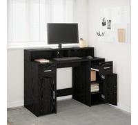 QJBSAVVA Scrivania Ufficio Moderna Rovere Nero con Luci LED Integrate USB 120x55x91 cm Legno Ingegnerizzato per Postazione Lavoro Domestico