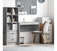QJBSAVVA Scrivania Ufficio Piccola con Cassetto Grigia Sonoma Legno Ingegnerizzato 80x40x76cm Design Minimalista Salvaspazio per Studio e Appartamenti